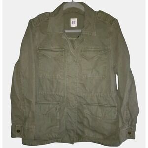 Gap Green Utility Jacket Women's Size S Small Army Military Gathered‎ Waistline